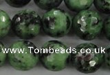 CRZ732 15.5 inches 10mm faceted round ruby zoisite gemstone beads