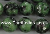 CRZ733 15.5 inches 12mm faceted round ruby zoisite gemstone beads