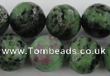 CRZ734 15.5 inches 14mm faceted round ruby zoisite gemstone beads