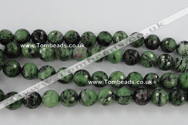 CRZ734 15.5 inches 14mm faceted round ruby zoisite gemstone beads