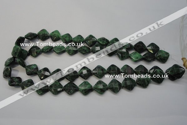 CRZ75 15.5 inches 14*14mm faceted diamond ruby zoisite gemstone beads