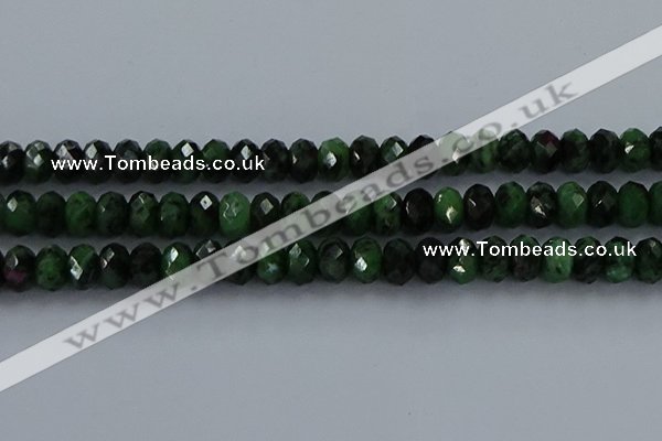 CRZ755 15.5 inches 6*10mm faceted rondelle ruby zoisite beads