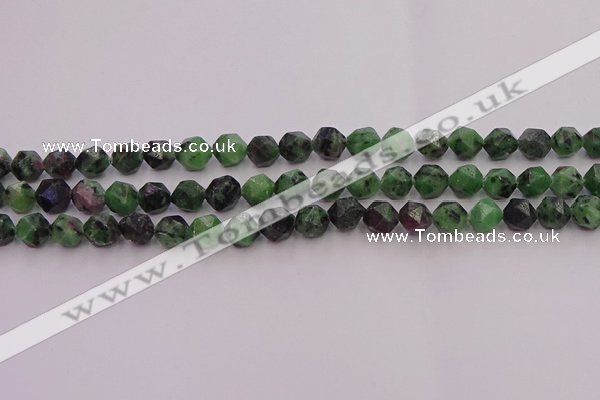 CRZ762 15.5 inches 8mm faceted nuggets ruby zoisite gemstone beads