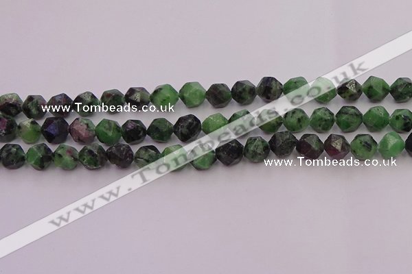 CRZ763 15.5 inches 10mm faceted nuggets ruby zoisite gemstone beads