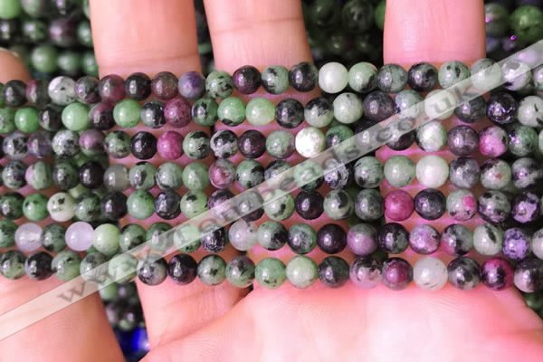 CRZ770 15.5 inches 4mm round ruby zoisite beads wholesale