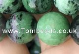 CRZ778 15.5 inches 14mm faceted round ruby zoisite beads