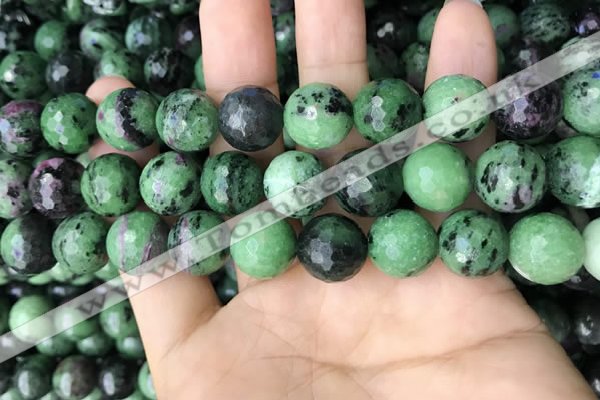 CRZ778 15.5 inches 14mm faceted round ruby zoisite beads