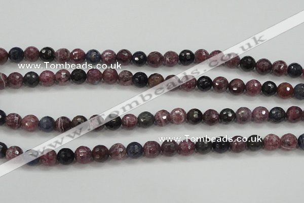 CRZ806 15.5 inches 8mm faceted round natural ruby sapphire beads