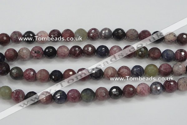 CRZ808 15.5 inches 12mm faceted round natural ruby sapphire beads