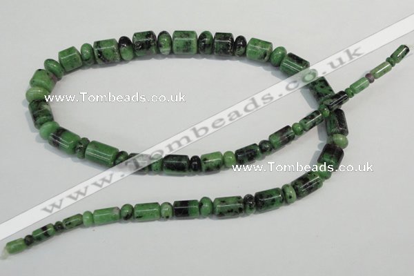 CRZ83 2*4mm – 6*10mm rondelle & 4*6mm – 10*11mm tube ruby zoisite beads