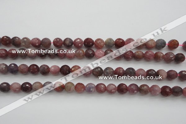 CRZ851 15.5 inches 7mm faceted round natural ruby gemstone beads
