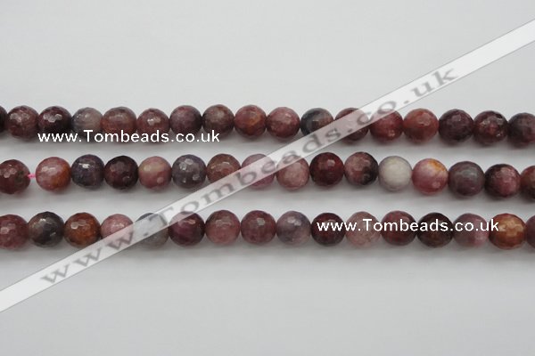 CRZ852 15.5 inches 8mm faceted round natural ruby gemstone beads