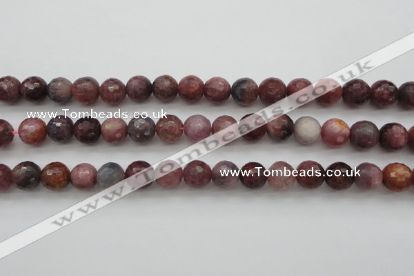 CRZ853 15.5 inches 9mm faceted round natural ruby gemstone beads