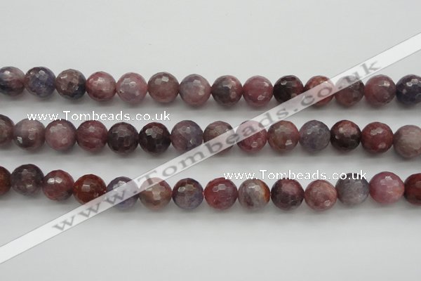 CRZ854 15.5 inches 10mm faceted round natural ruby gemstone beads