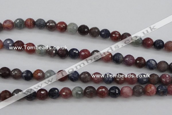 CRZ882 15.5 inches 8mm faceted round natural ruby sapphire beads