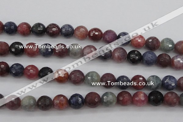 CRZ883 15.5 inches 10mm faceted round natural ruby sapphire beads