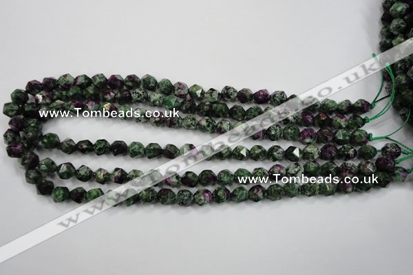 CRZ901 15.5 inches 6mm faceted nuggets Chinese ruby zoisite beads