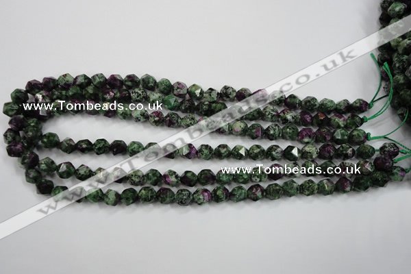 CRZ902 15.5 inches 8mm faceted nuggets Chinese ruby zoisite beads