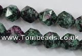 CRZ903 15.5 inches 10mm faceted nuggets Chinese ruby zoisite beads