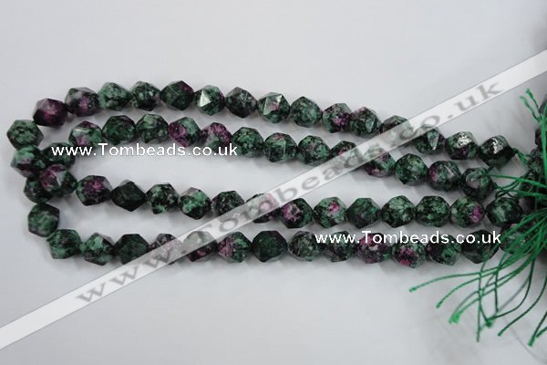 CRZ903 15.5 inches 10mm faceted nuggets Chinese ruby zoisite beads