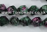 CRZ904 15.5 inches 12mm faceted nuggets Chinese ruby zoisite beads