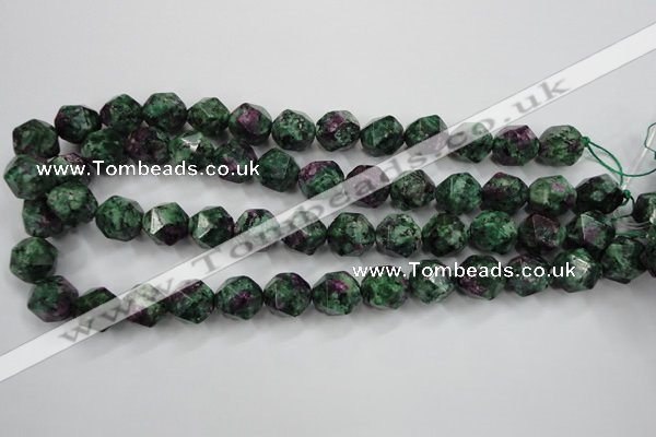 CRZ905 15.5 inches 14mm faceted nuggets Chinese ruby zoisite beads