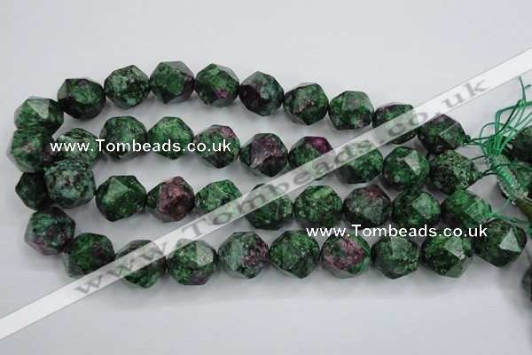 CRZ907 15.5 inches 18mm faceted nuggets Chinese ruby zoisite beads