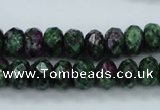 CRZ911 15.5 inches 6*10mm faceted rondelle Chinese ruby zoisite beads