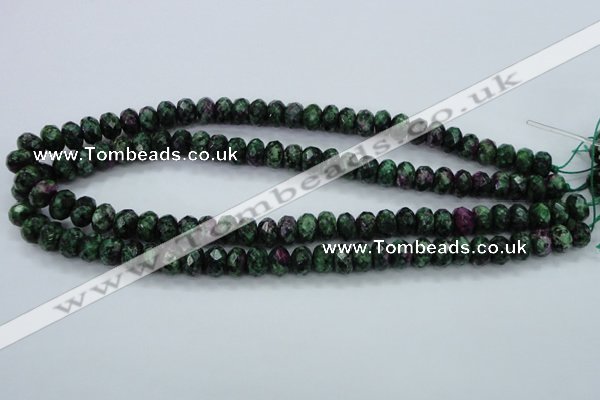 CRZ911 15.5 inches 6*10mm faceted rondelle Chinese ruby zoisite beads