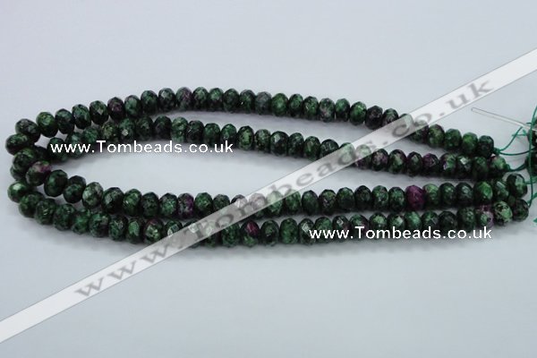 CRZ912 15.5 inches 8*12mm faceted rondelle Chinese ruby zoisite beads