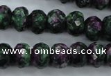 CRZ913 15.5 inches 10*14mm faceted rondelle Chinese ruby zoisite beads