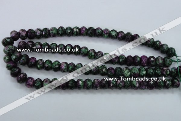 CRZ913 15.5 inches 10*14mm faceted rondelle Chinese ruby zoisite beads