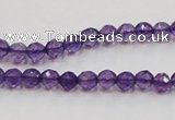 CSA12 15.5 inches 4mm faceted round synthetic amethyst beads