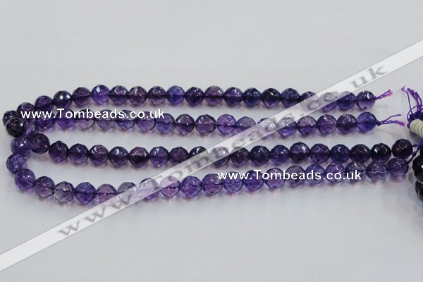 CSA17 15.5 inches 10mm faceted round synthetic amethyst beads