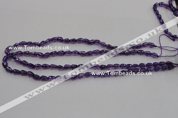 CSA24 15.5 inches 6*8mm faceted teardrop synthetic amethyst beads