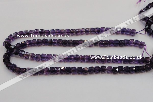 CSA26 15.5 inches 7*10mm faceted column synthetic amethyst beads