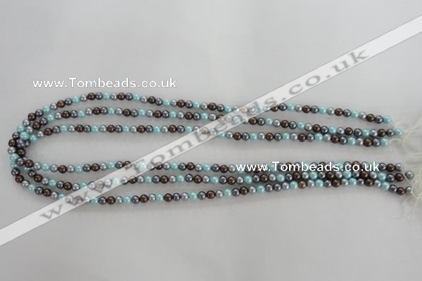 CSB1000 15.5 inches 4mm round mixed color shell pearl beads