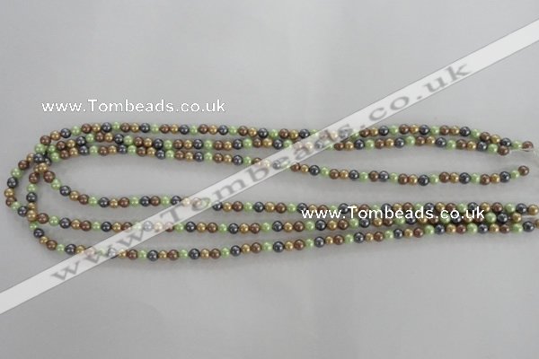 CSB1001 15.5 inches 4mm round mixed color shell pearl beads