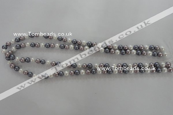 CSB1010 15.5 inches 6mm round mixed color shell pearl beads