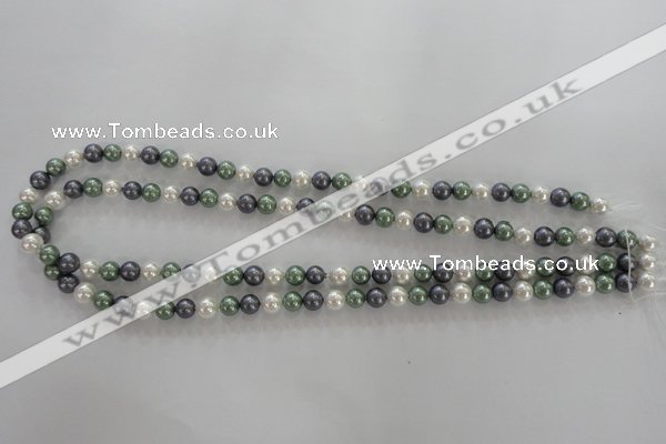 CSB1011 15.5 inches 6mm round mixed color shell pearl beads