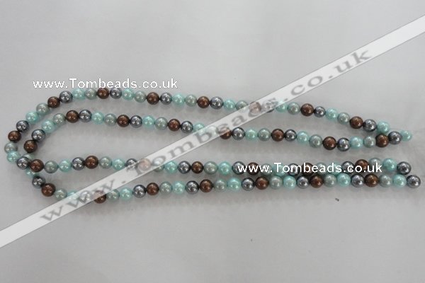 CSB1013 15.5 inches 6mm round mixed color shell pearl beads