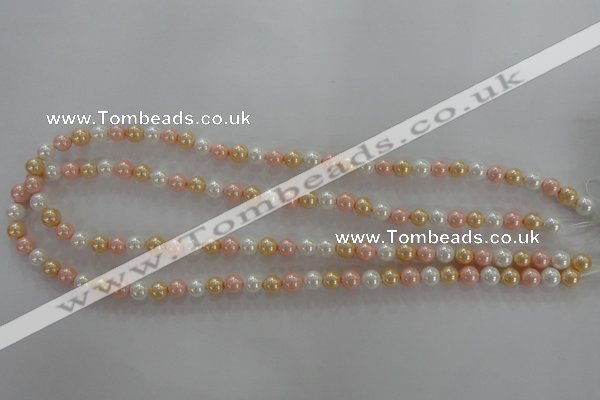 CSB1014 15.5 inches 6mm round mixed color shell pearl beads