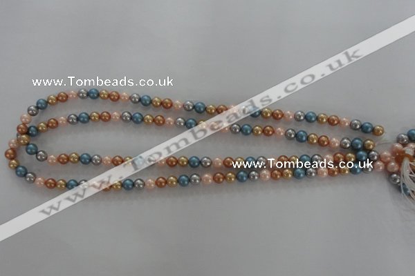 CSB1015 15.5 inches 6mm round mixed color shell pearl beads