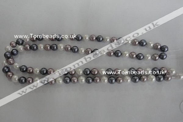 CSB1030 15.5 inches 8mm round mixed color shell pearl beads
