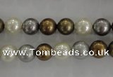 CSB1032 15.5 inches 8mm round mixed color shell pearl beads