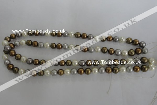 CSB1032 15.5 inches 8mm round mixed color shell pearl beads