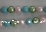 CSB1034 15.5 inches 8mm round mixed color shell pearl beads