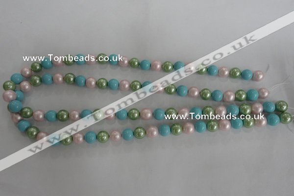 CSB1034 15.5 inches 8mm round mixed color shell pearl beads