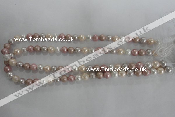 CSB1035 15.5 inches 8mm round mixed color shell pearl beads