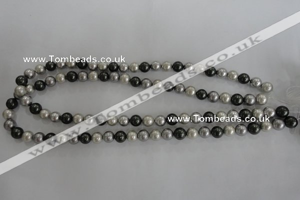 CSB1038 15.5 inches 8mm round mixed color shell pearl beads